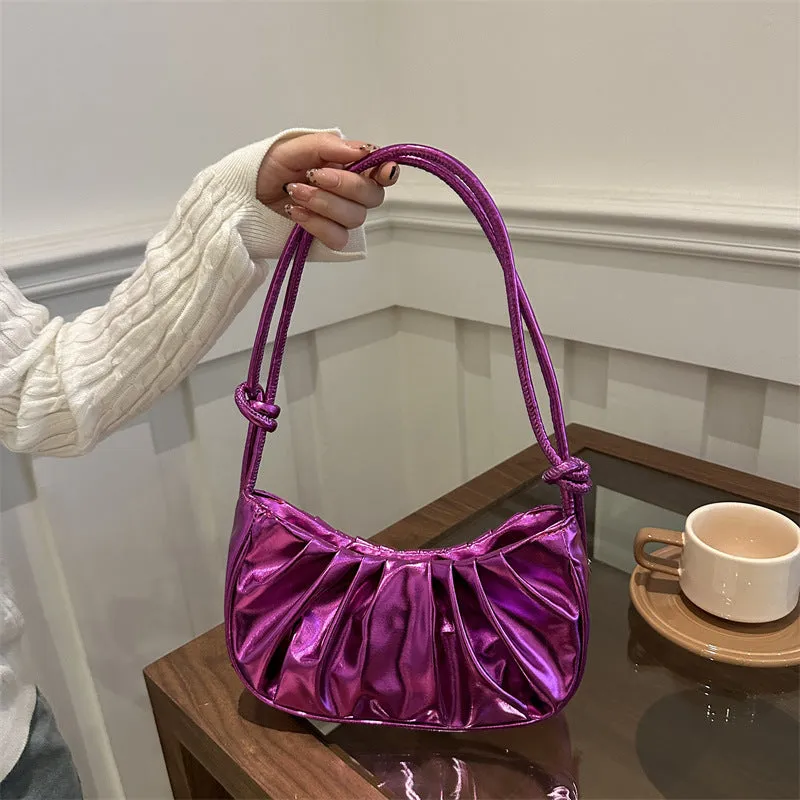 Korean style horizontal square messenger bag in black, gold, purple or silver with file organisation