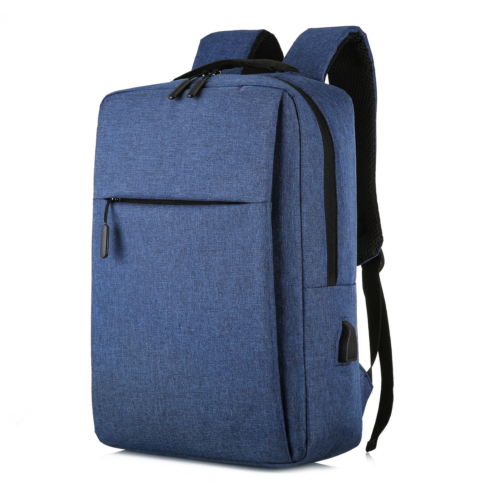 Large black Oxford cloth sports backpack with curved shoulder straps shown on a neutral background