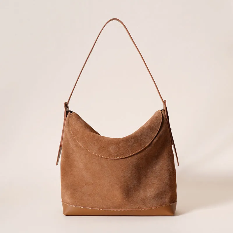Women's genuine leather shoulder underarm bag in square vertical clamshell design with internal compartments