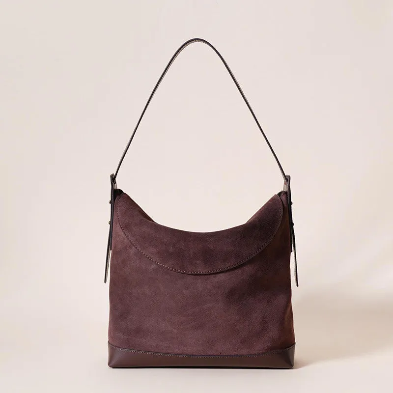 Women's genuine leather shoulder underarm bag in square vertical clamshell design with internal compartments