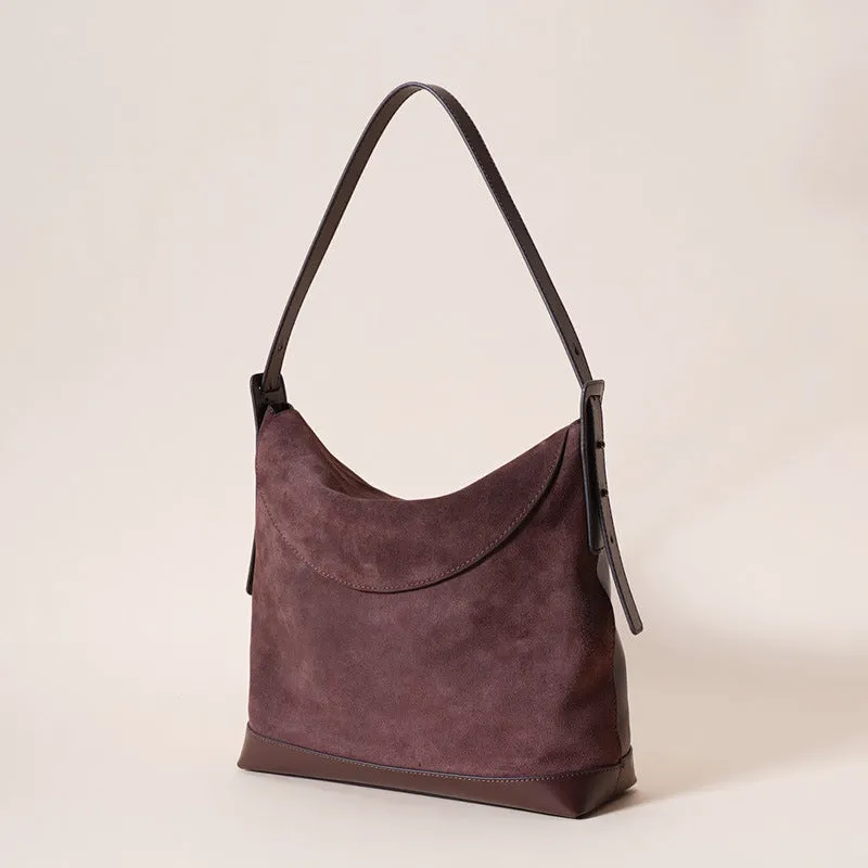 Women's genuine leather shoulder underarm bag in square vertical clamshell design with internal compartments