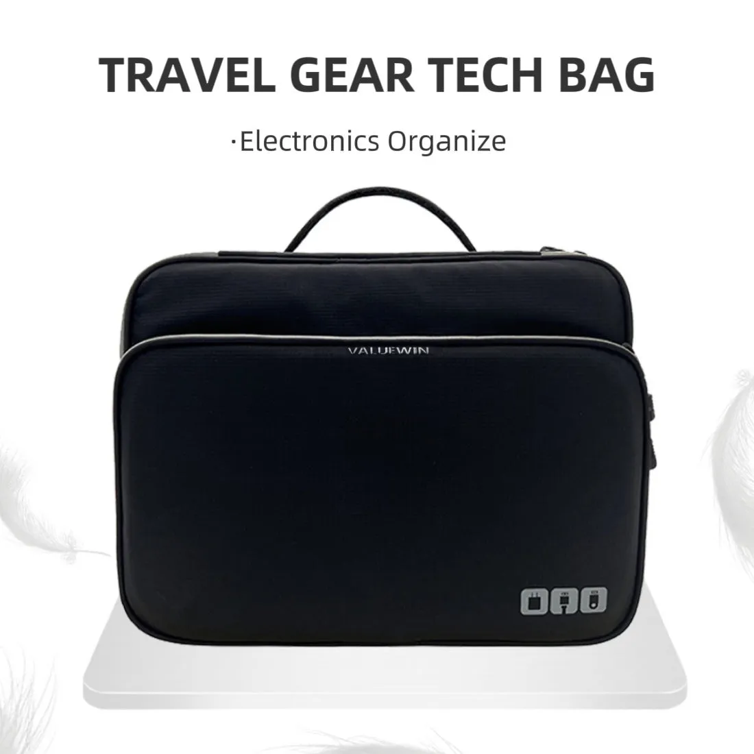 Three-layer polyester travel storage bag with waterproof construction for business travel organisation