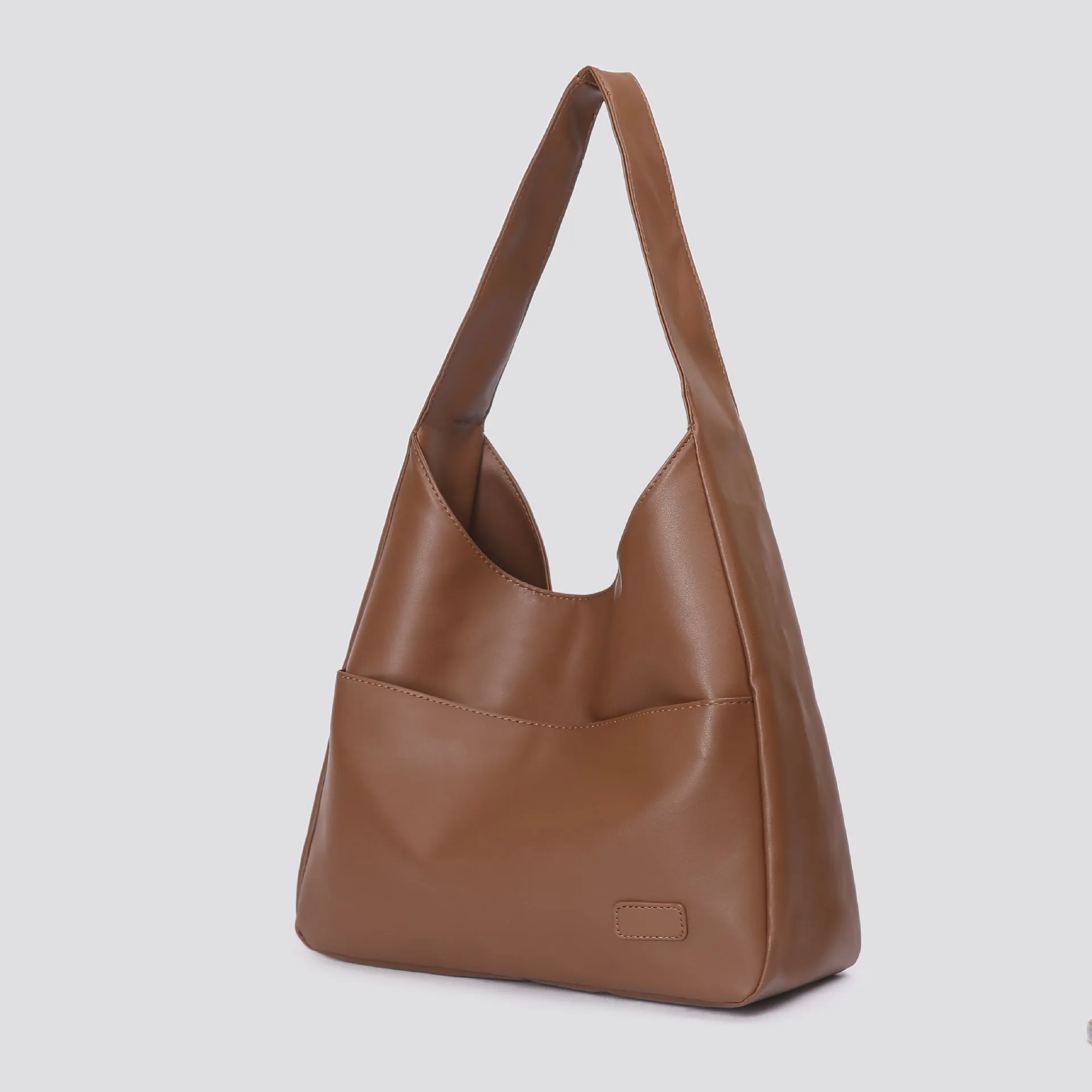 Soft PU women's retro shoulder bag in horizontal square shape with single strap