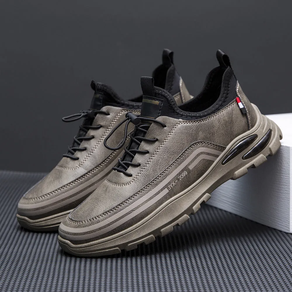 Men's black fleece-lined waterproof sneakers with a round toe and rubber sole on a white background.