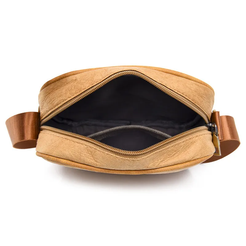 Men's paper crossbody bag with retro styling in black, brown, or silver colour options