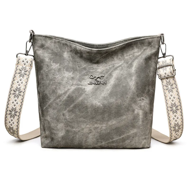Soft PU crossbody bag in pink, grey or yellow with large capacity and adjustable shoulder strap