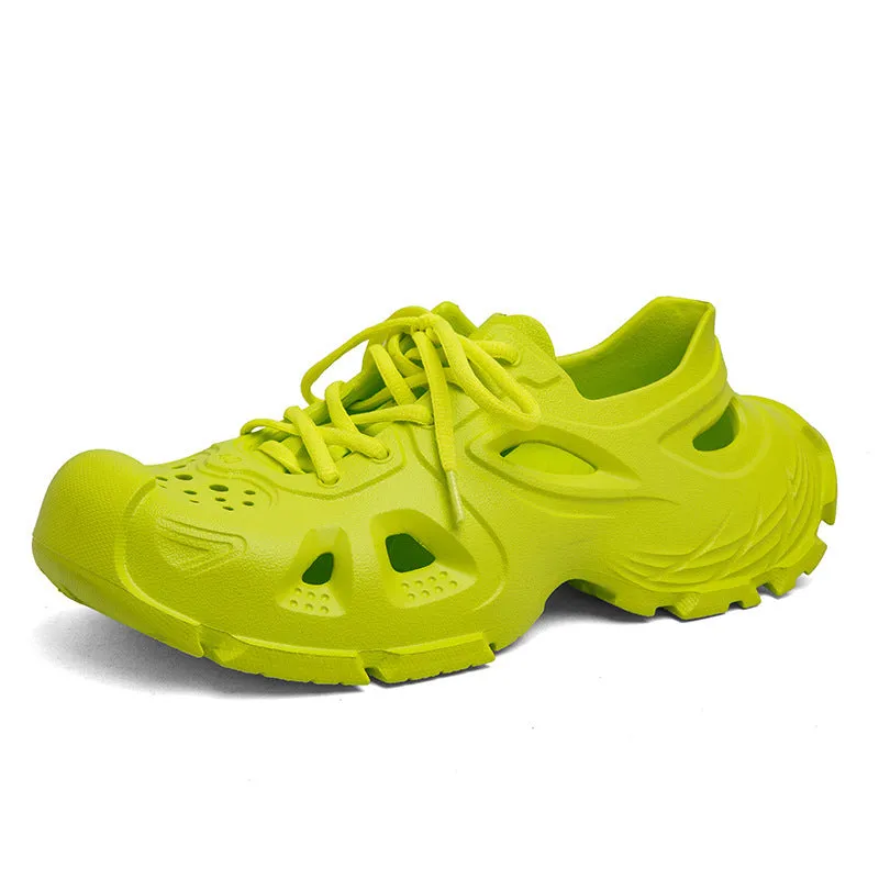 Men's black lace-up sports sandals with EVA construction and non-slip sole