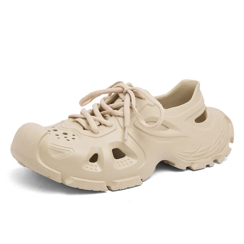 Men's black lace-up sports sandals with EVA construction and non-slip sole