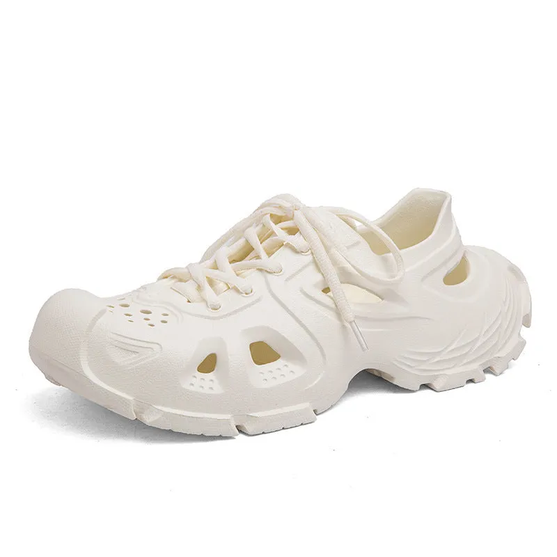 Men's black lace-up sports sandals with EVA construction and non-slip sole