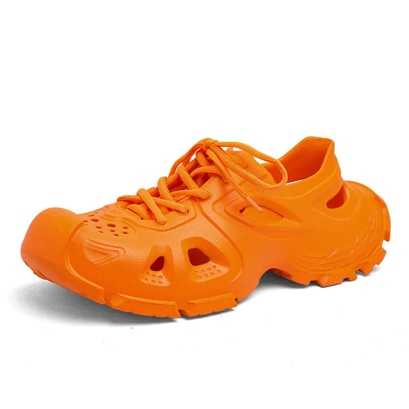 Men's black lace-up sports sandals with EVA construction and non-slip sole