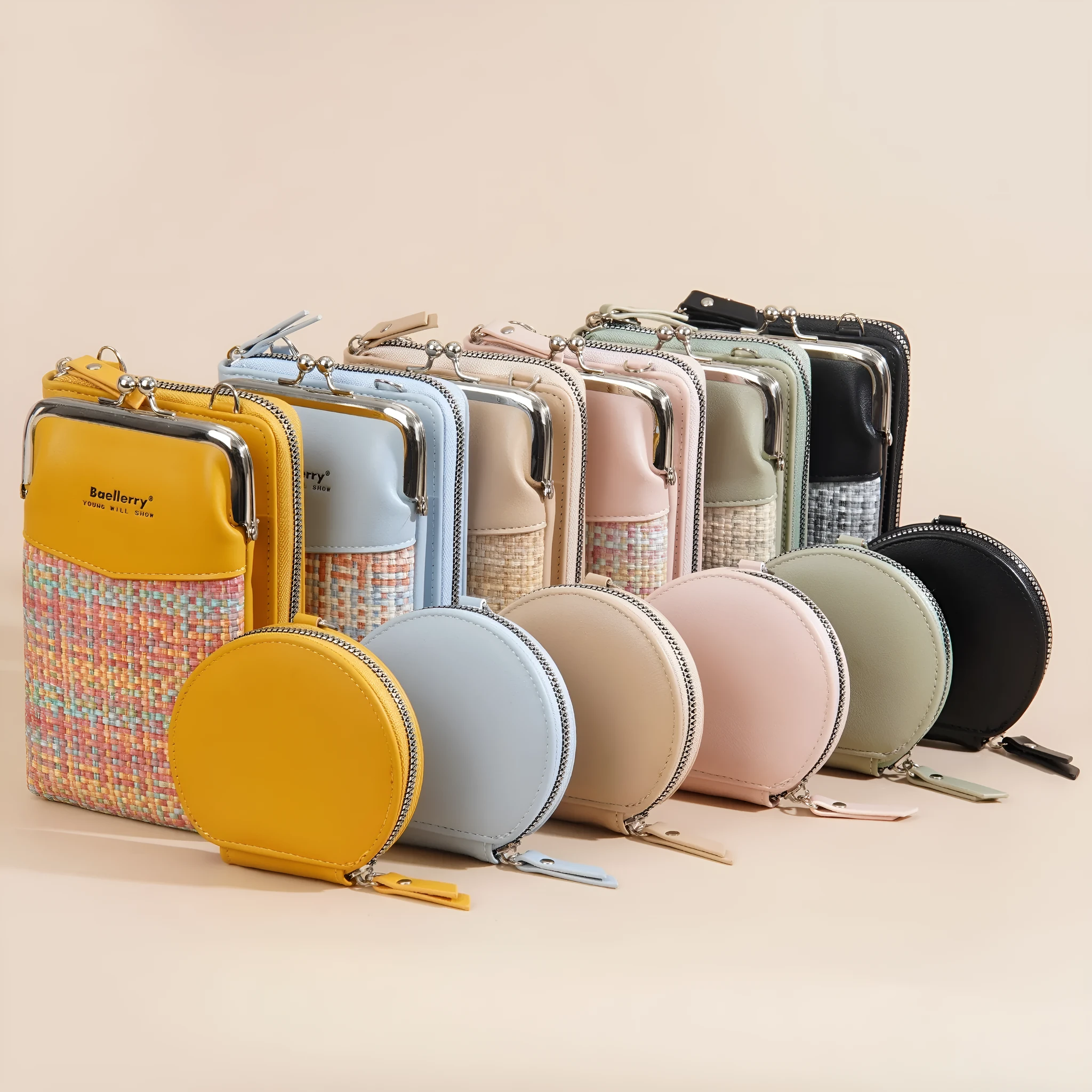 Women's PU leather crossbody phone bag mini satchel in square vertical design available in six colours