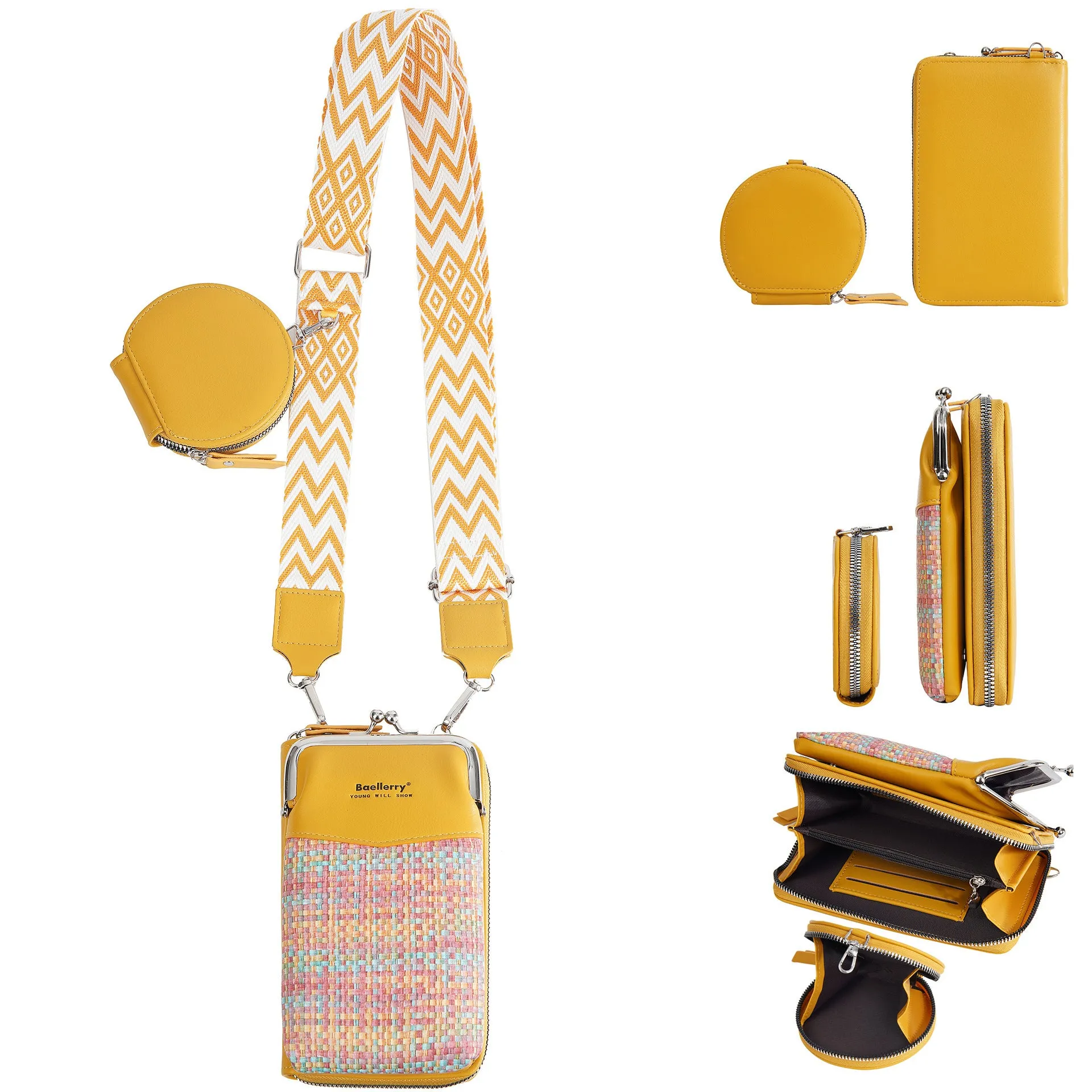 Women's PU leather crossbody phone bag mini satchel in square vertical design available in six colours