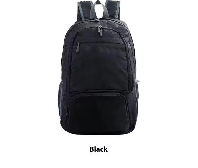 26-inch foldable Oxford cloth backpack shown in brick red colour, laying flat.
