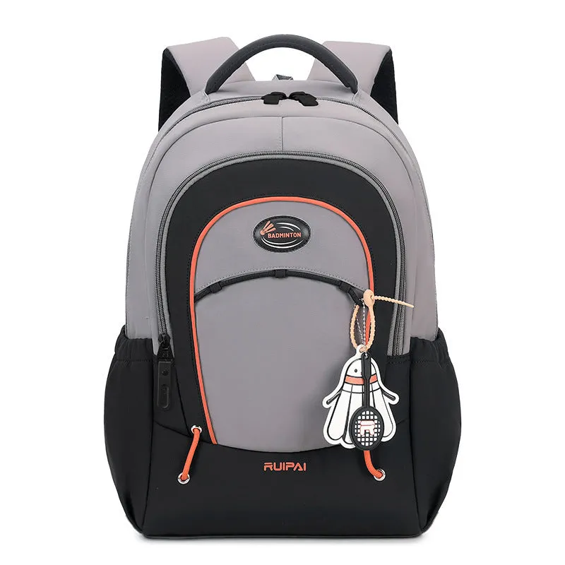 Leisure travel backpack with curved shoulder straps in cherry blossom powder colour showing sewing thread detailing