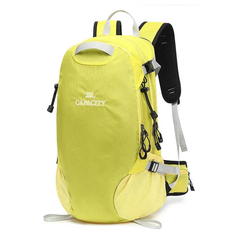 Waterproof Oxford cloth hiking backpack in black colour with physiological curve back plate