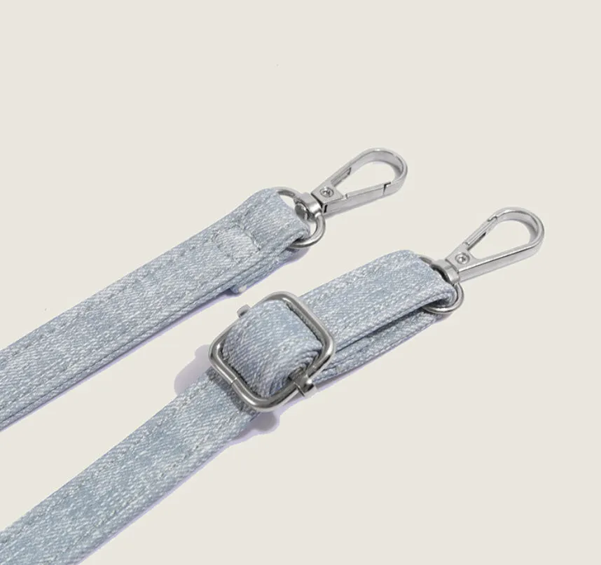 Women's casual shoulder bag made from soft PU material in denim blue colour with standard size dimensions