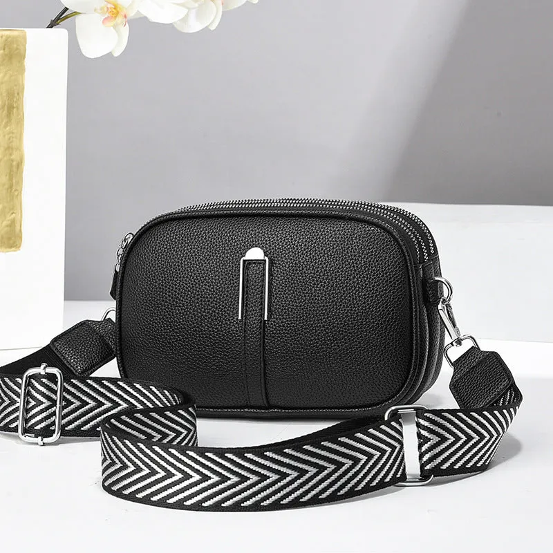 Soft PU leather crossbody bag in khaki colour with multiple compartments and stone pattern detail