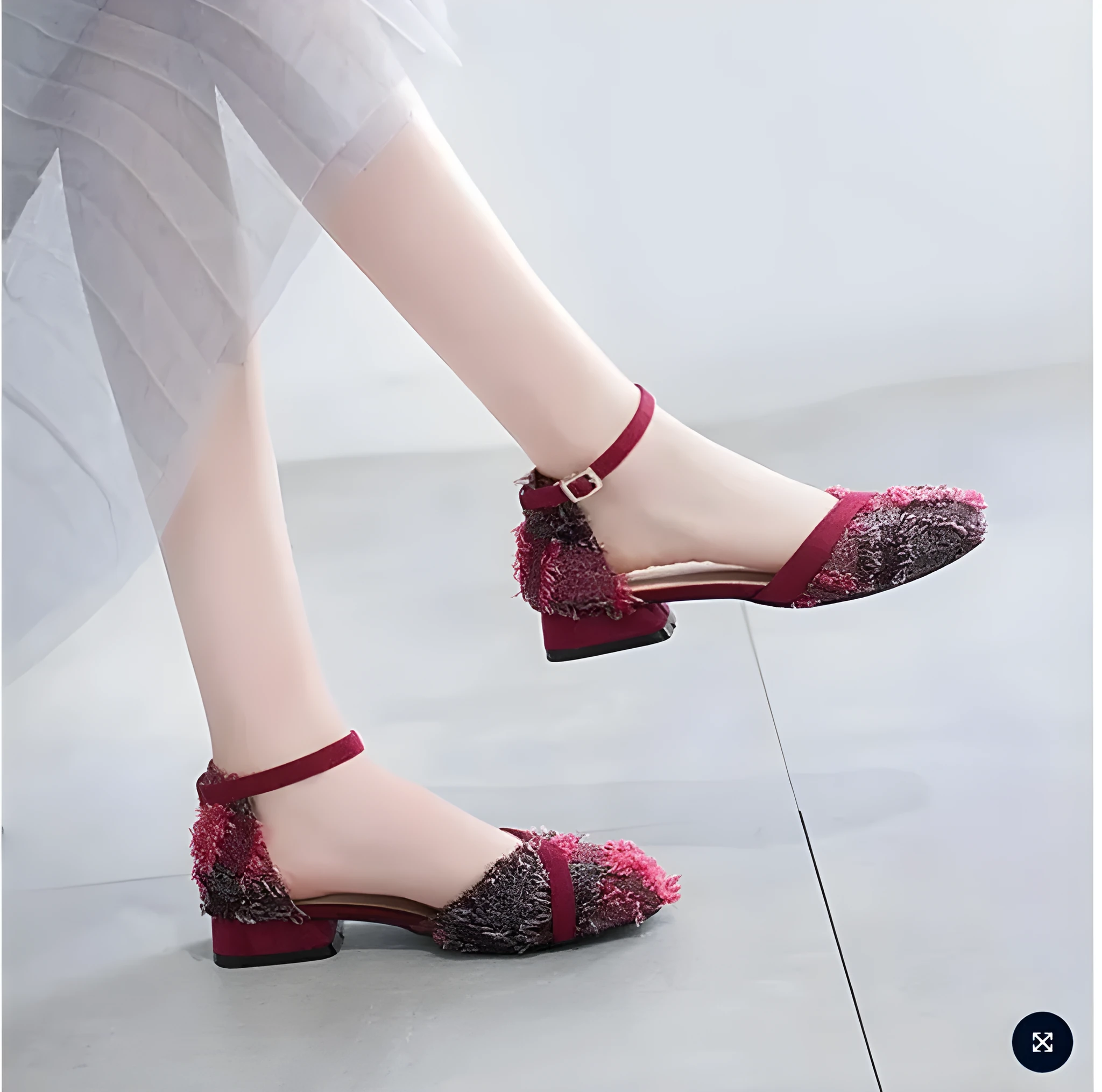 Women's apricot suede D'Orsay flats with ankle strap and low heel on a white background