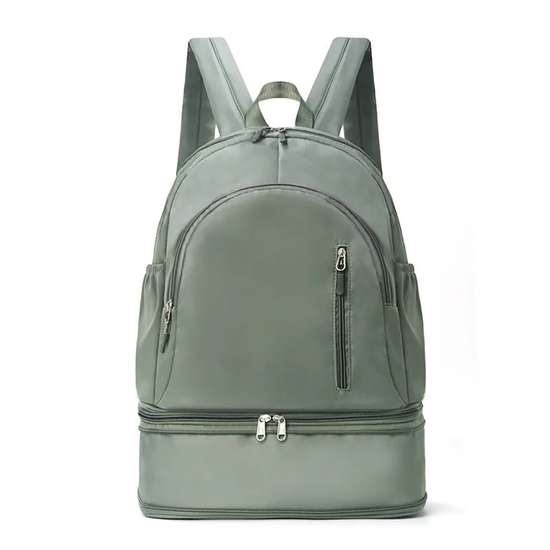 Waterproof polyester casual travel backpack with adjustable curved straps in solid colour options