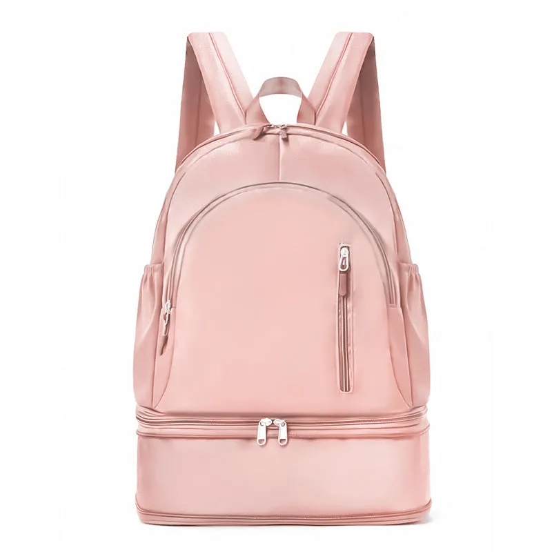 Waterproof polyester casual travel backpack with adjustable curved straps in solid colour options