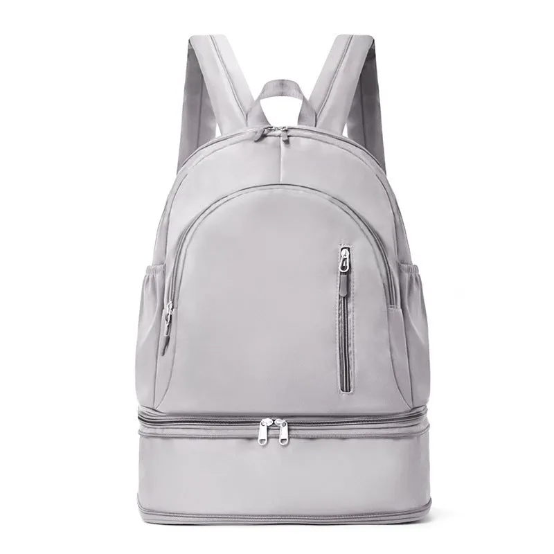 Waterproof polyester casual travel backpack with adjustable curved straps in solid colour options