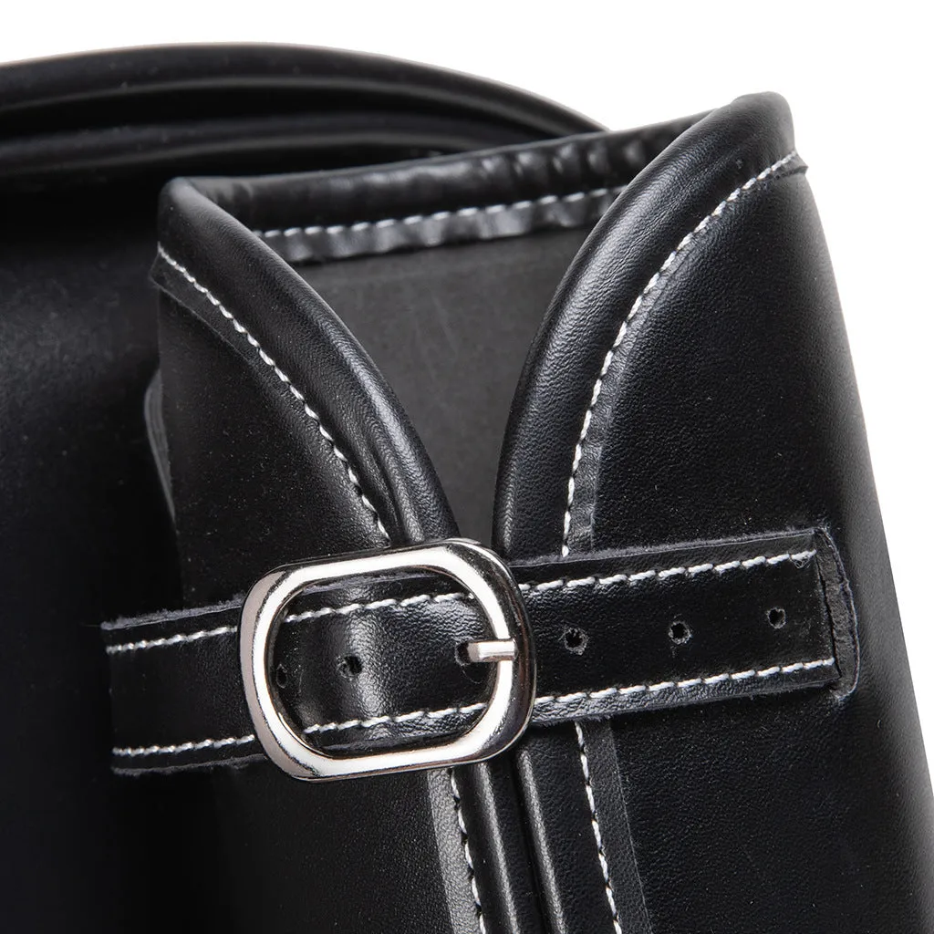 Dark punk style motorcycle tail bag with a built-in coded lock, made from PU material.