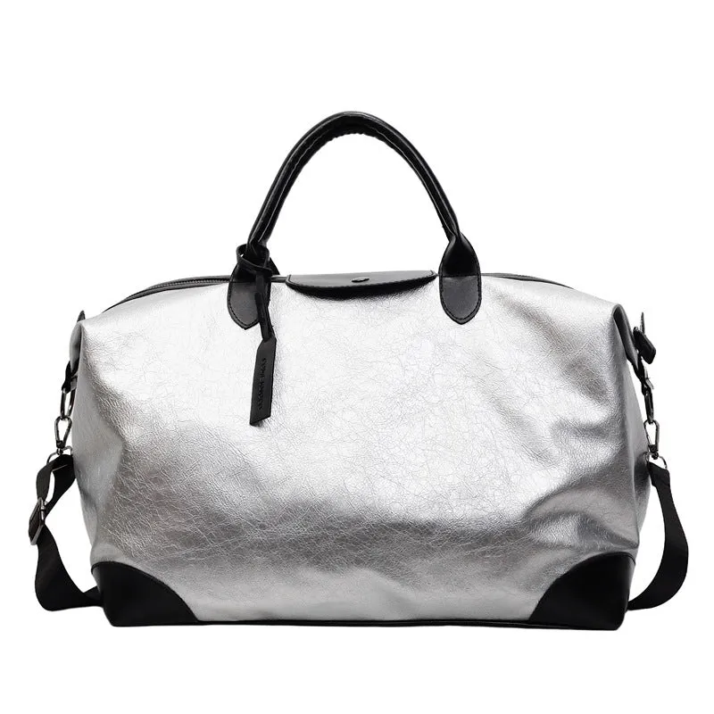 Women's black hand-carry travel bag with 36-55L capacity and polyester lining