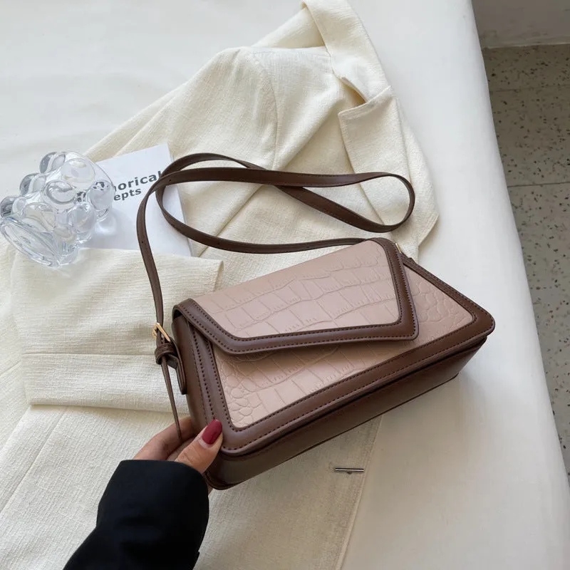 Stone pattern square shoulder bag in PU material with urban simplicity style and one-shoulder design