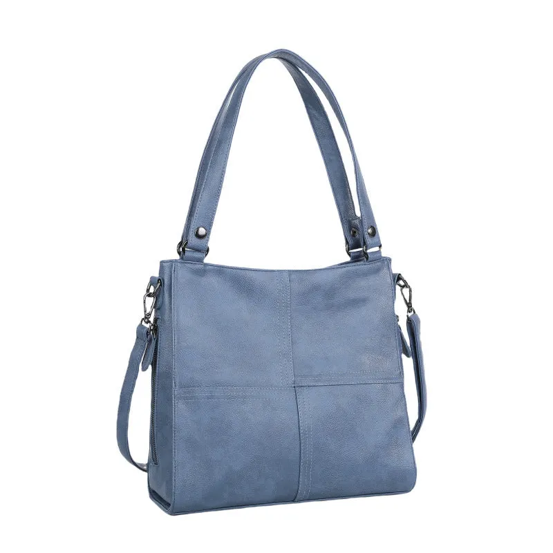 Barrel-shaped soft PU crossbody handbag in retro style with 30x31.5cm dimensions