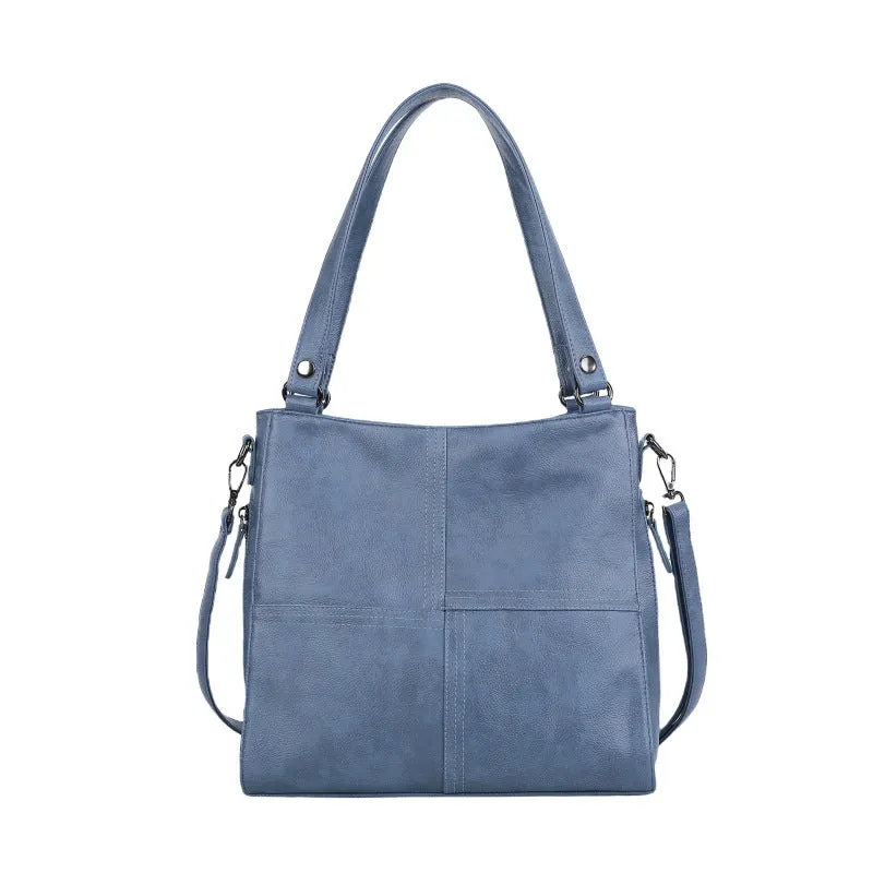 Barrel-shaped soft PU crossbody handbag in retro style with 30x31.5cm dimensions