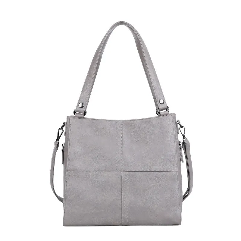Barrel-shaped soft PU crossbody handbag in retro style with 30x31.5cm dimensions