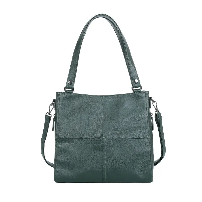 Barrel-shaped soft PU crossbody handbag in retro style with 30x31.5cm dimensions