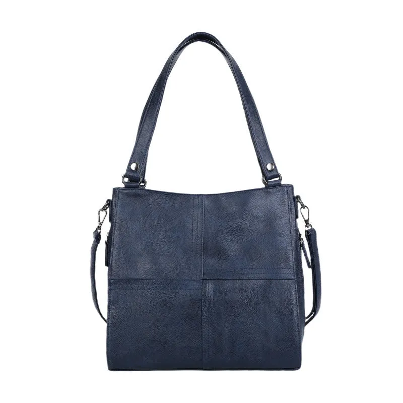 Barrel-shaped soft PU crossbody handbag in retro style with 30x31.5cm dimensions