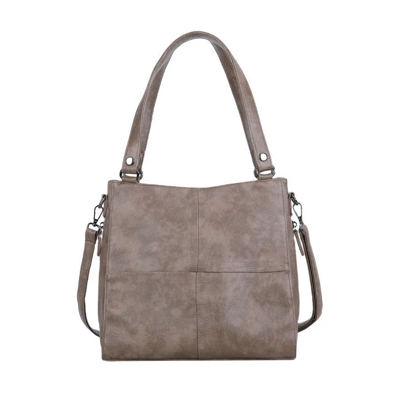Barrel-shaped soft PU crossbody handbag in retro style with 30x31.5cm dimensions