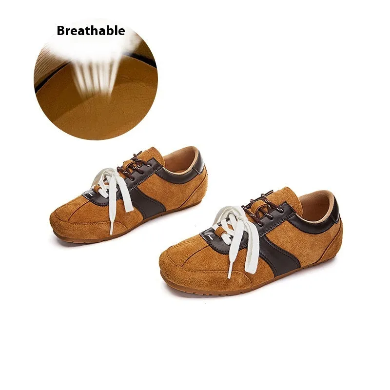 Women's white casual lace-up shoes with horsehair flocked detailing on leather upper, flat heel and round toe.