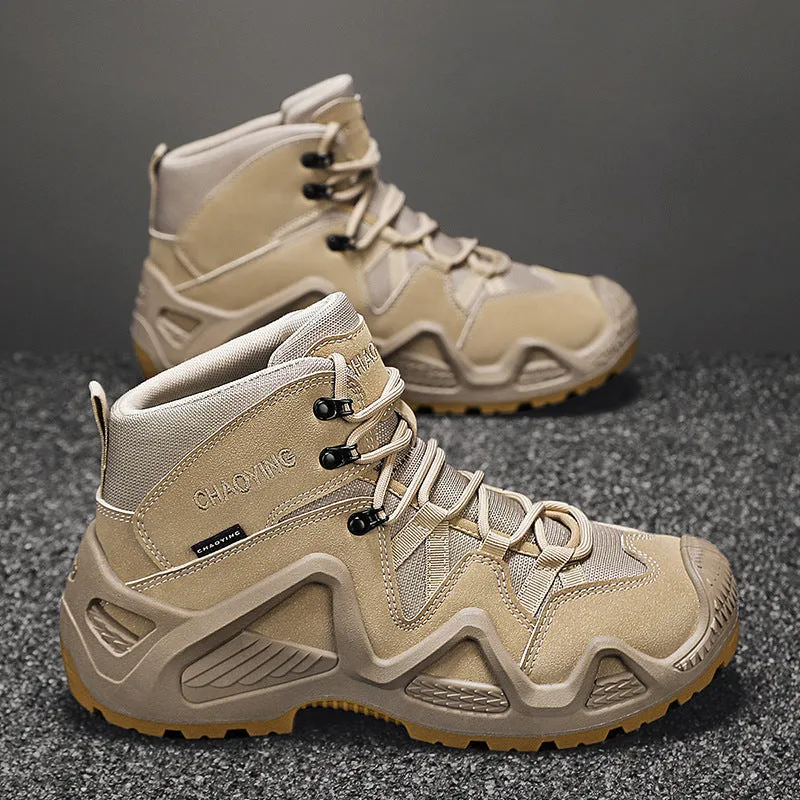 Black canvas high-top tactical boot with rubber sole and cross strap detail on a white background.