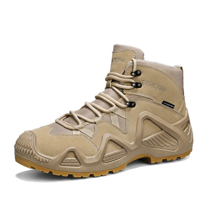 Black canvas high-top tactical boot with rubber sole and cross strap detail on a white background.