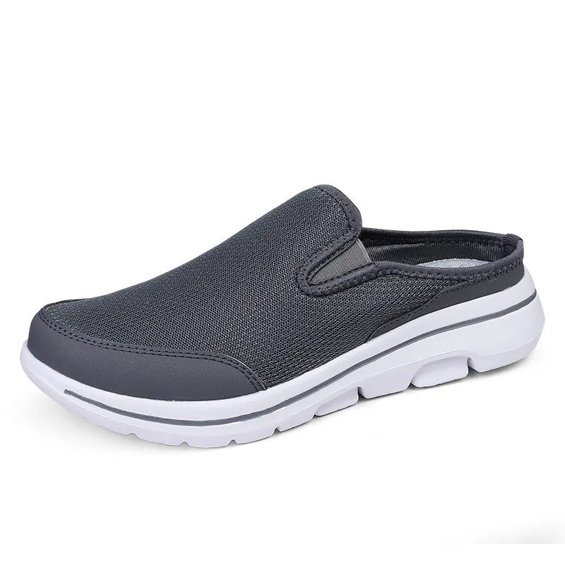 Breathable mesh toe holder slippers in solid colours on a flat MD sole.