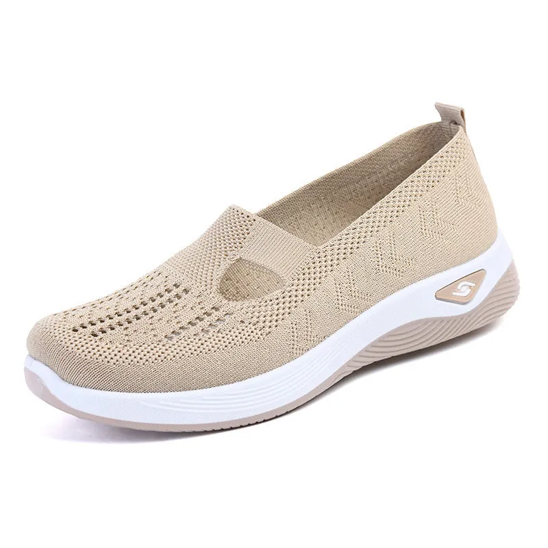 Women's low-top slip-on shoe in Flyknit mesh, shown in a choice of colours with a soft PVC sole.