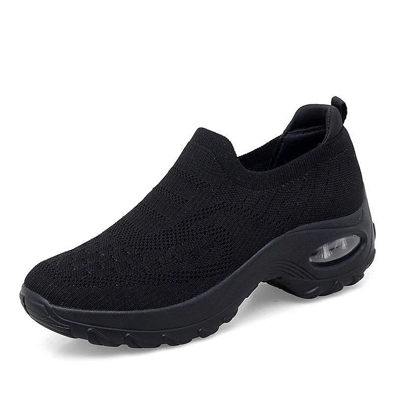 Women's low-top mesh tennis shoes with PVC air cushion soles in purple, pink, black, or grey colours