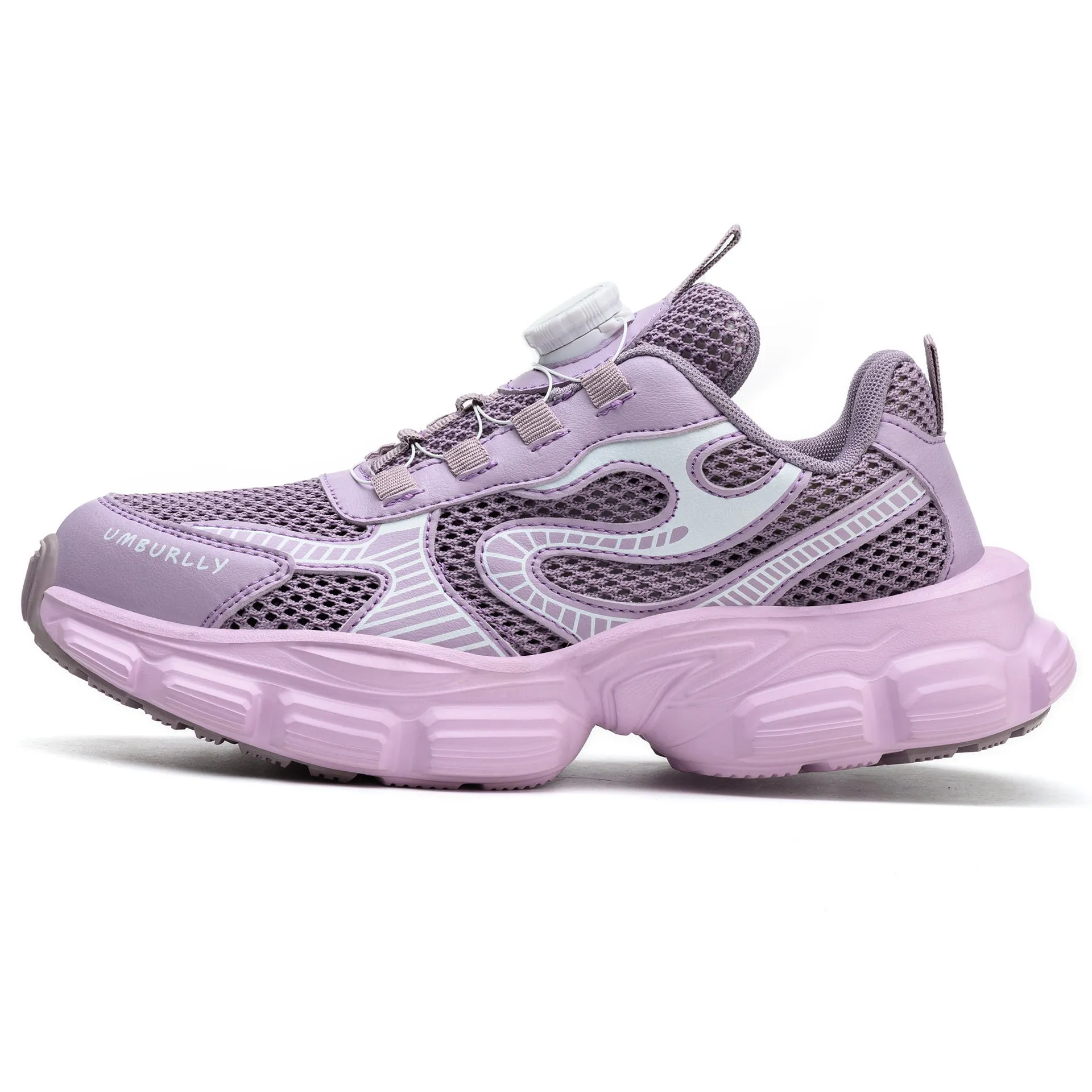 Women's black safety work shoes with fly woven mesh upper, steel toe cap, and lace-up design on a grey background.