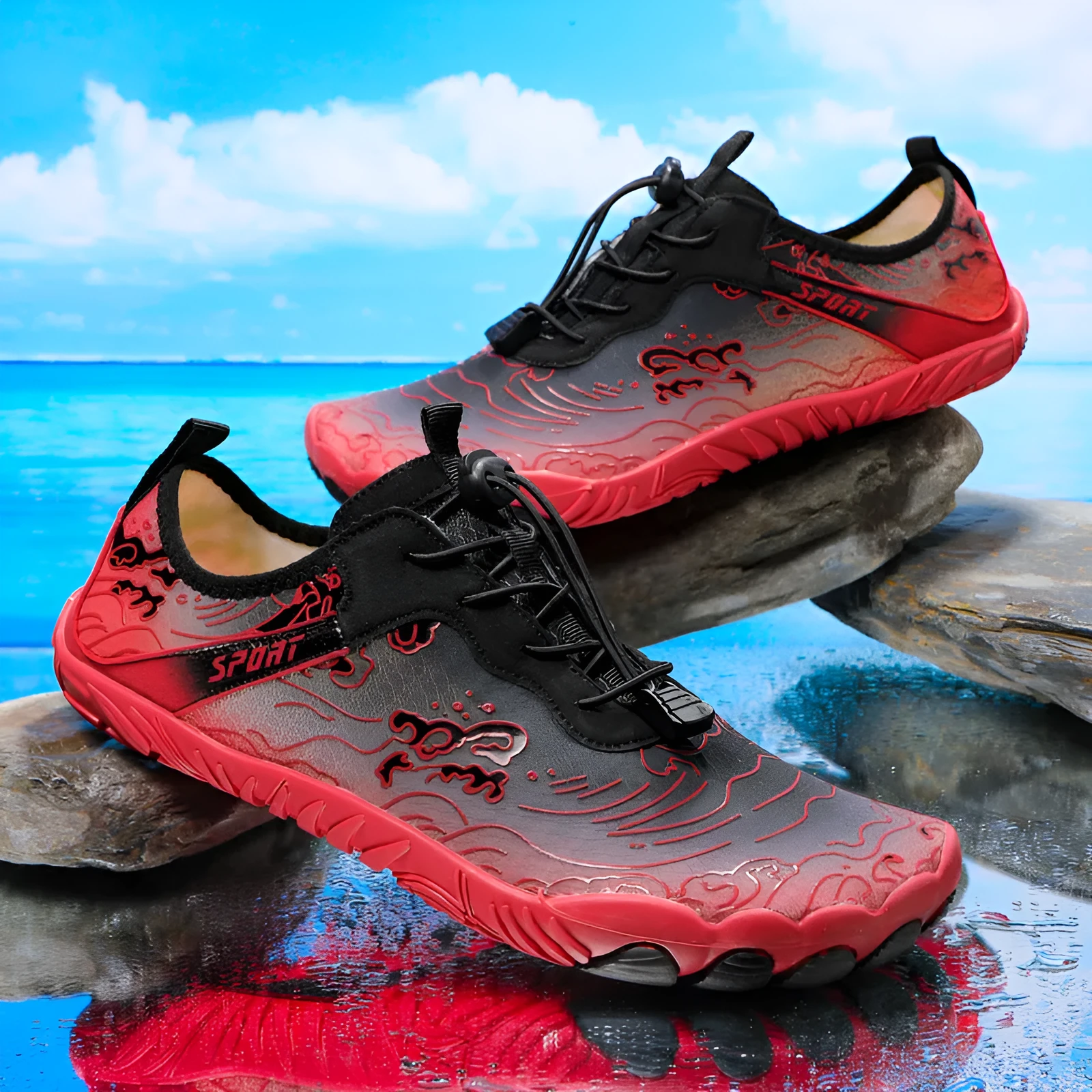 Men's outdoor hiking shoes with non-slip soles and front strap fastening in multiple colour options