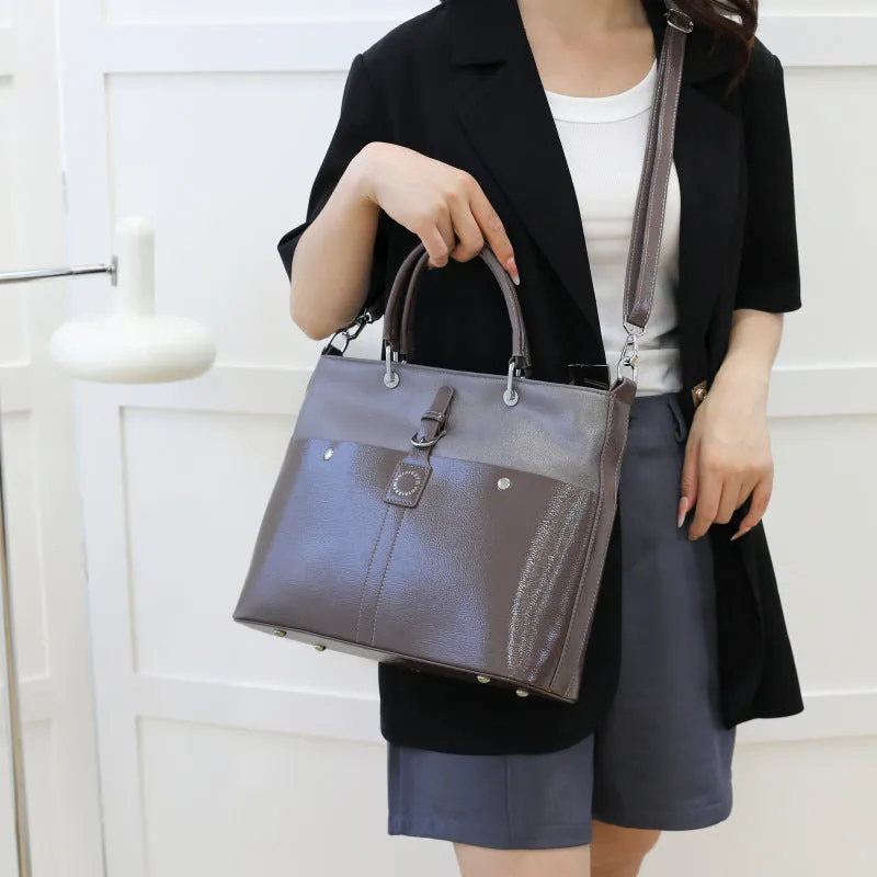 Soft PU shoulder messenger bag in horizontal square shape measuring 33cm by 28cm with sandwich pocket