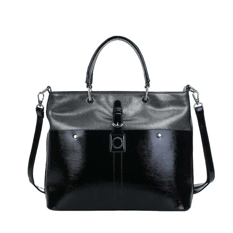 Soft PU shoulder messenger bag in horizontal square shape measuring 33cm by 28cm with sandwich pocket