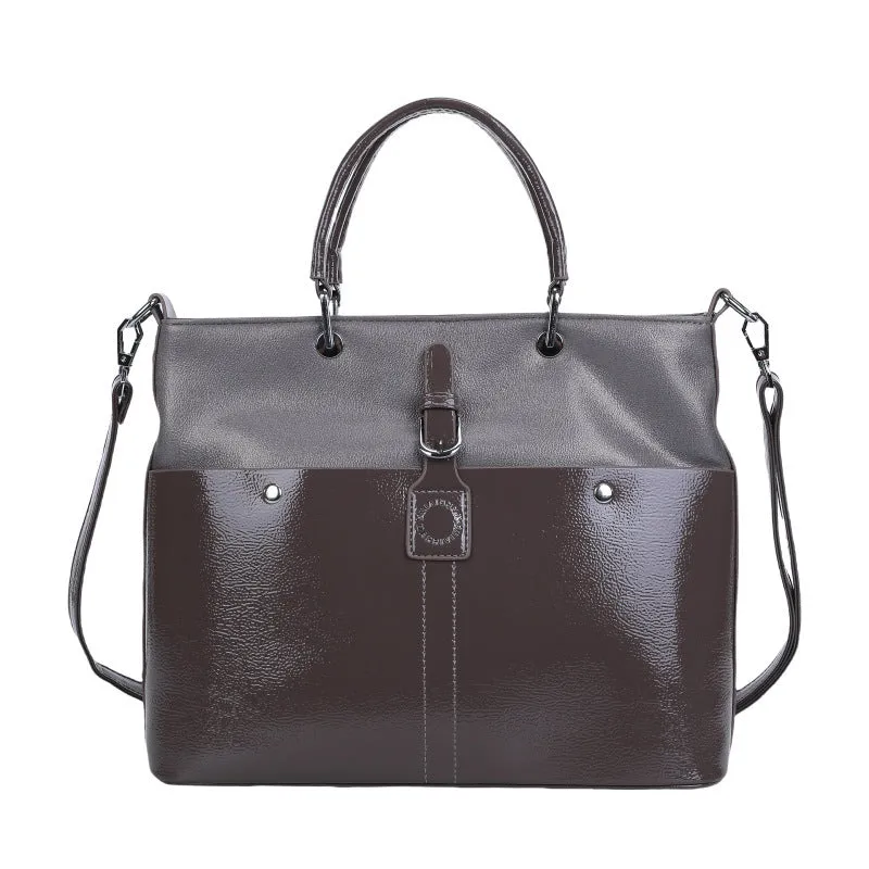 Soft PU shoulder messenger bag in horizontal square shape measuring 33cm by 28cm with sandwich pocket