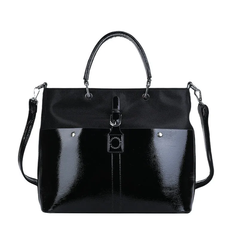 Soft PU shoulder messenger bag in horizontal square shape measuring 33cm by 28cm with sandwich pocket