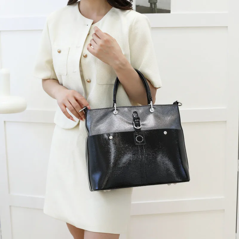 Soft PU shoulder messenger bag in horizontal square shape measuring 33cm by 28cm with sandwich pocket