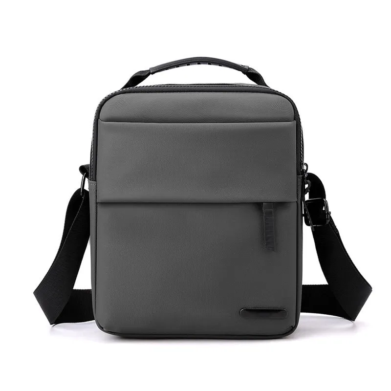 Men's waterproof crossbody bag in army green with PU leather exterior and sewing line detail