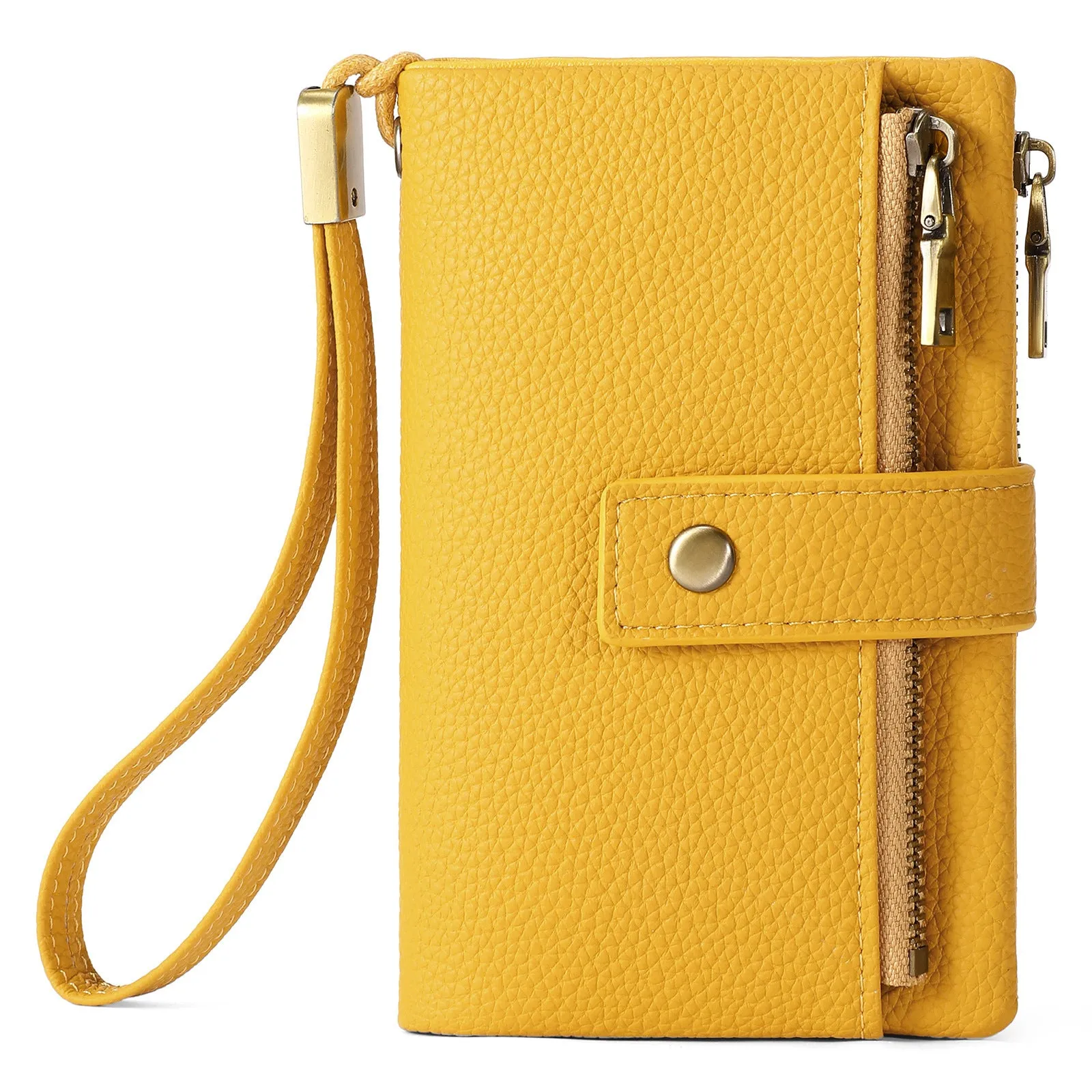 Genuine leather women's anti-theft wallet clutch in midnight black with zip closure and coin purse