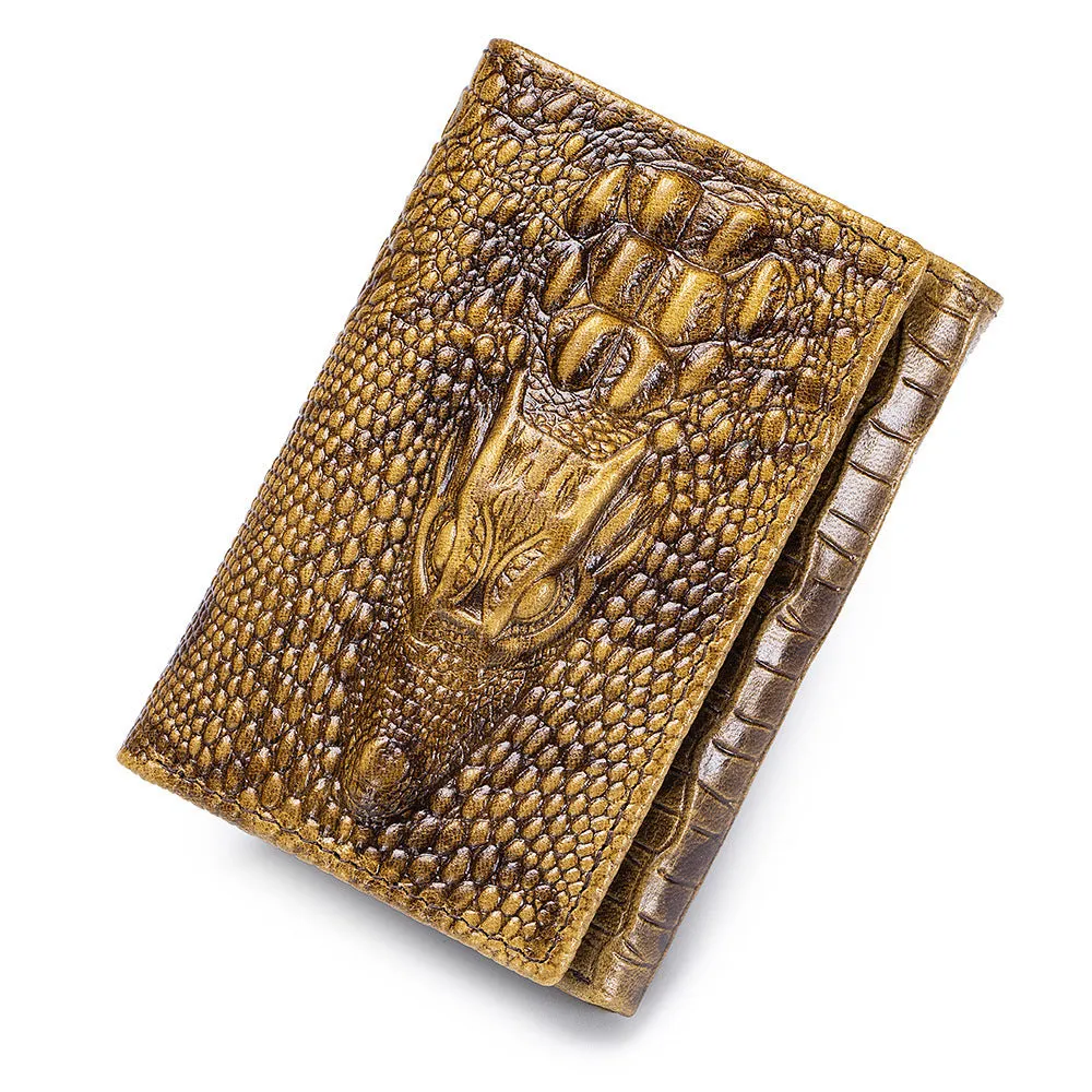 Genuine leather men's short wallet with driver's license slot, solid colour, first layer cowhide, dark brown